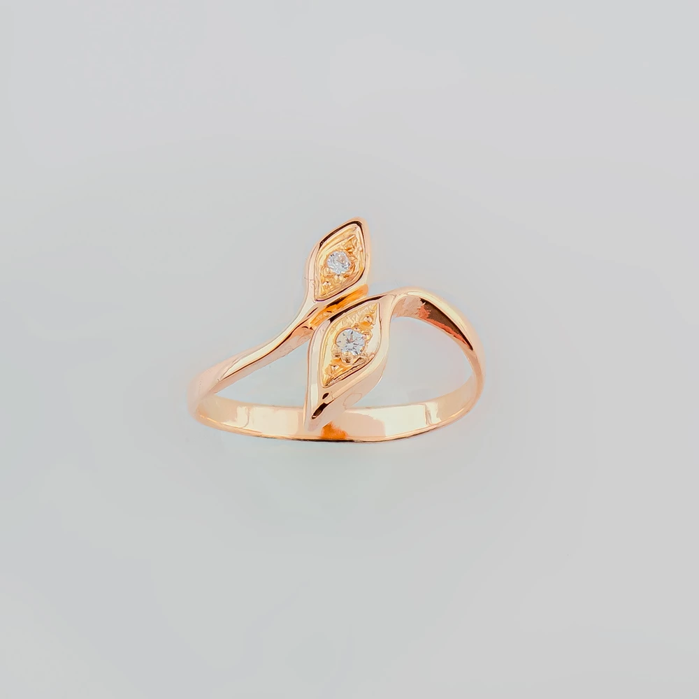 Кольцо с фианитом из красного золота 585 пробы