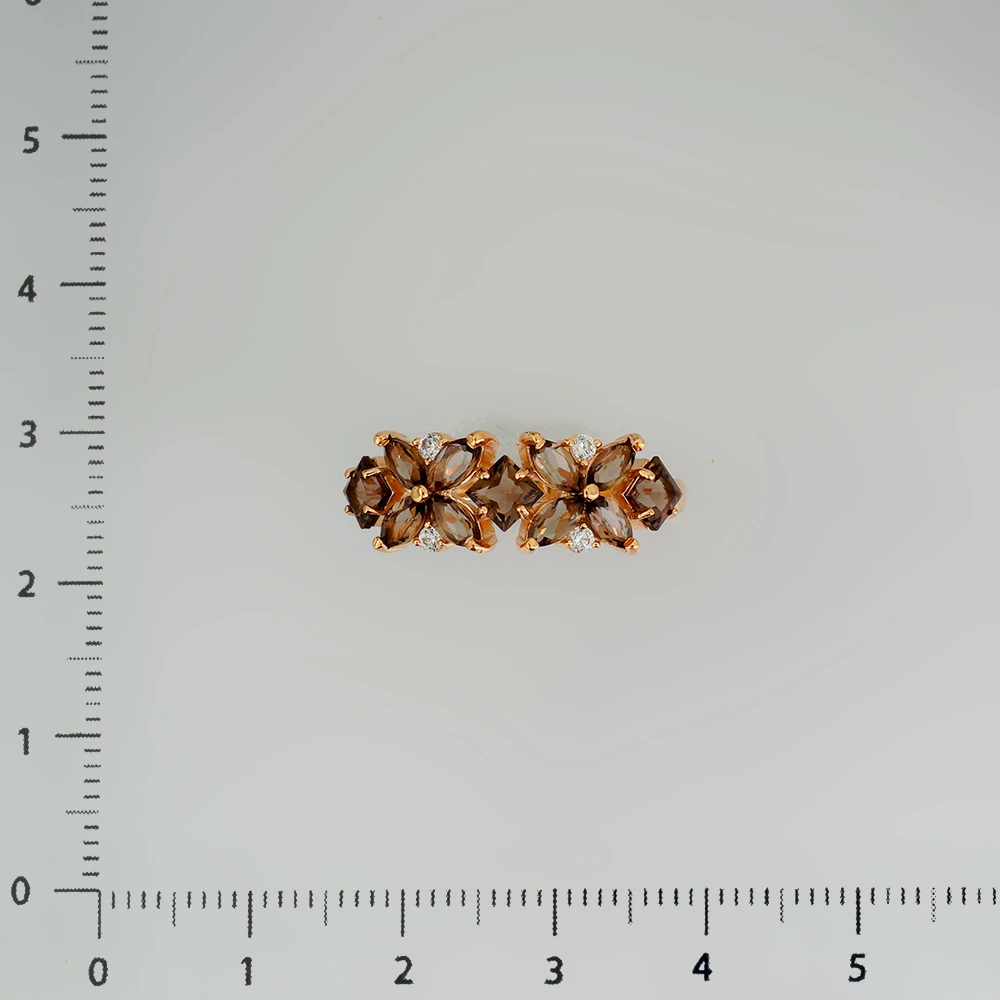 Кольцо с раух-топазом из красного золота 585 пробы