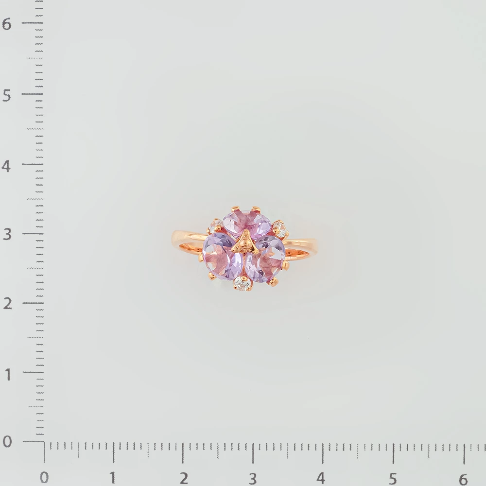 Кольцо с аметистом из красного золота 585 пробы