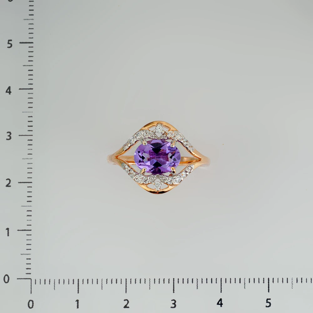 Кольцо с аметистом из красного золота 585 пробы