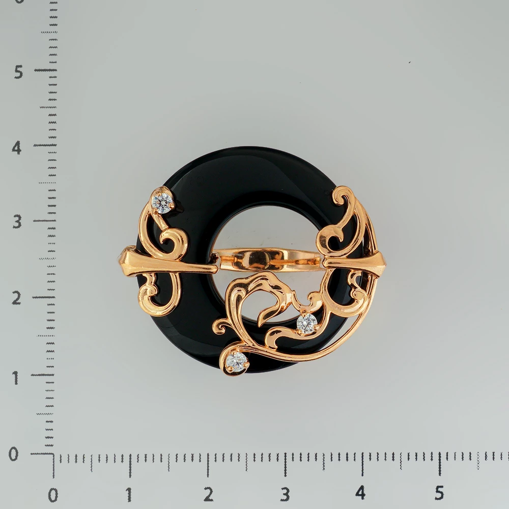 Кольцо с керамикой из красного золота 585 пробы