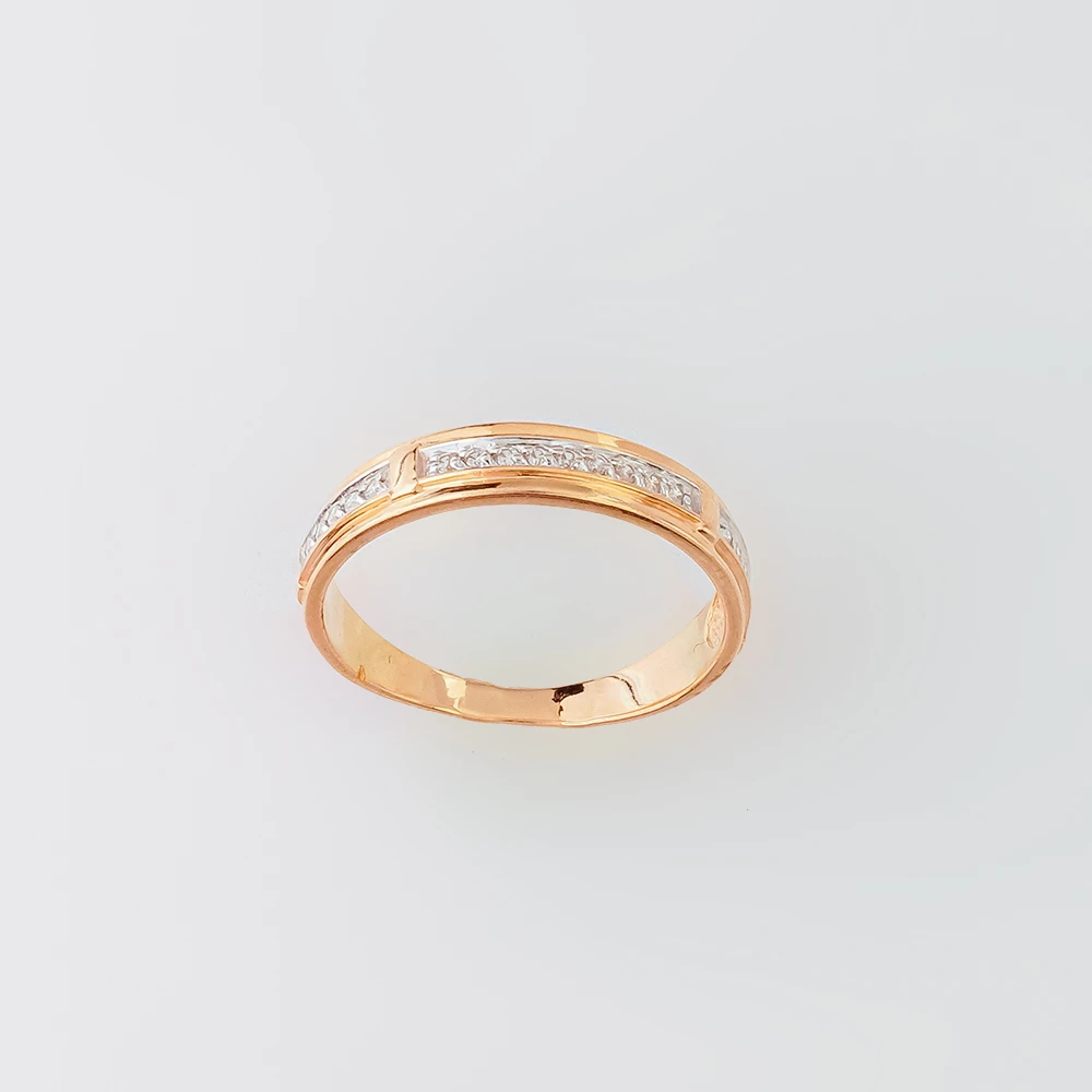 Кольцо с фианитом из красного золота 585 пробы