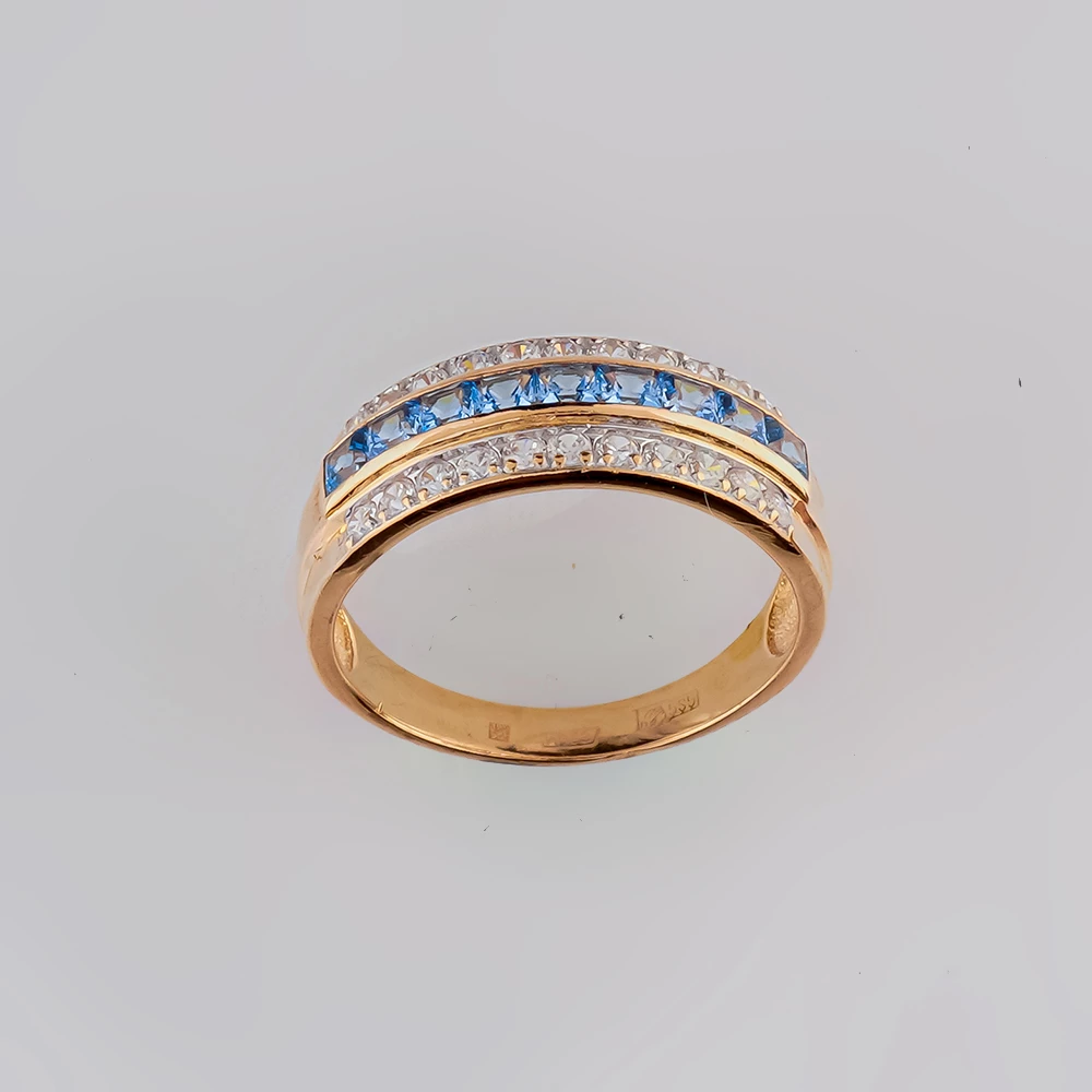 Кольцо с фианитом из красного золота 585 пробы