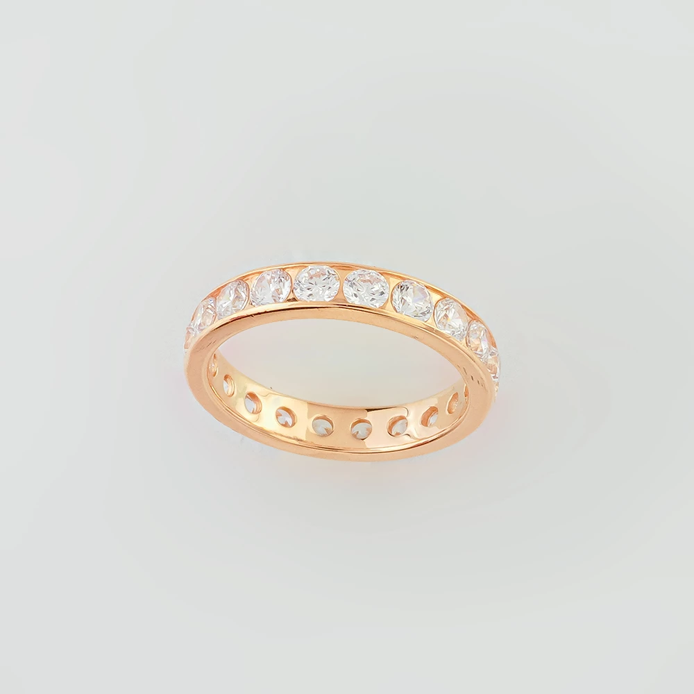 Кольцо с фианитом из красного золота 585 пробы