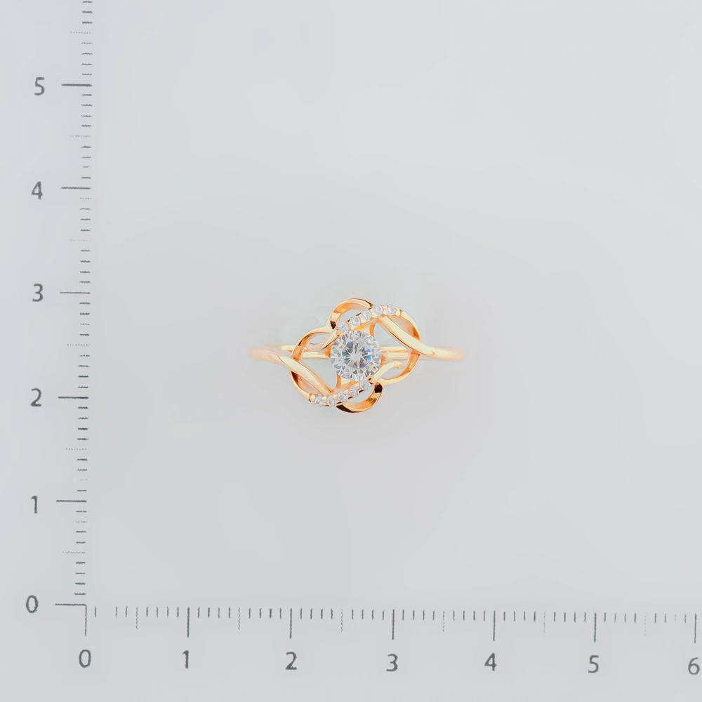 Кольцо с фианитом из красного золота 585 пробы