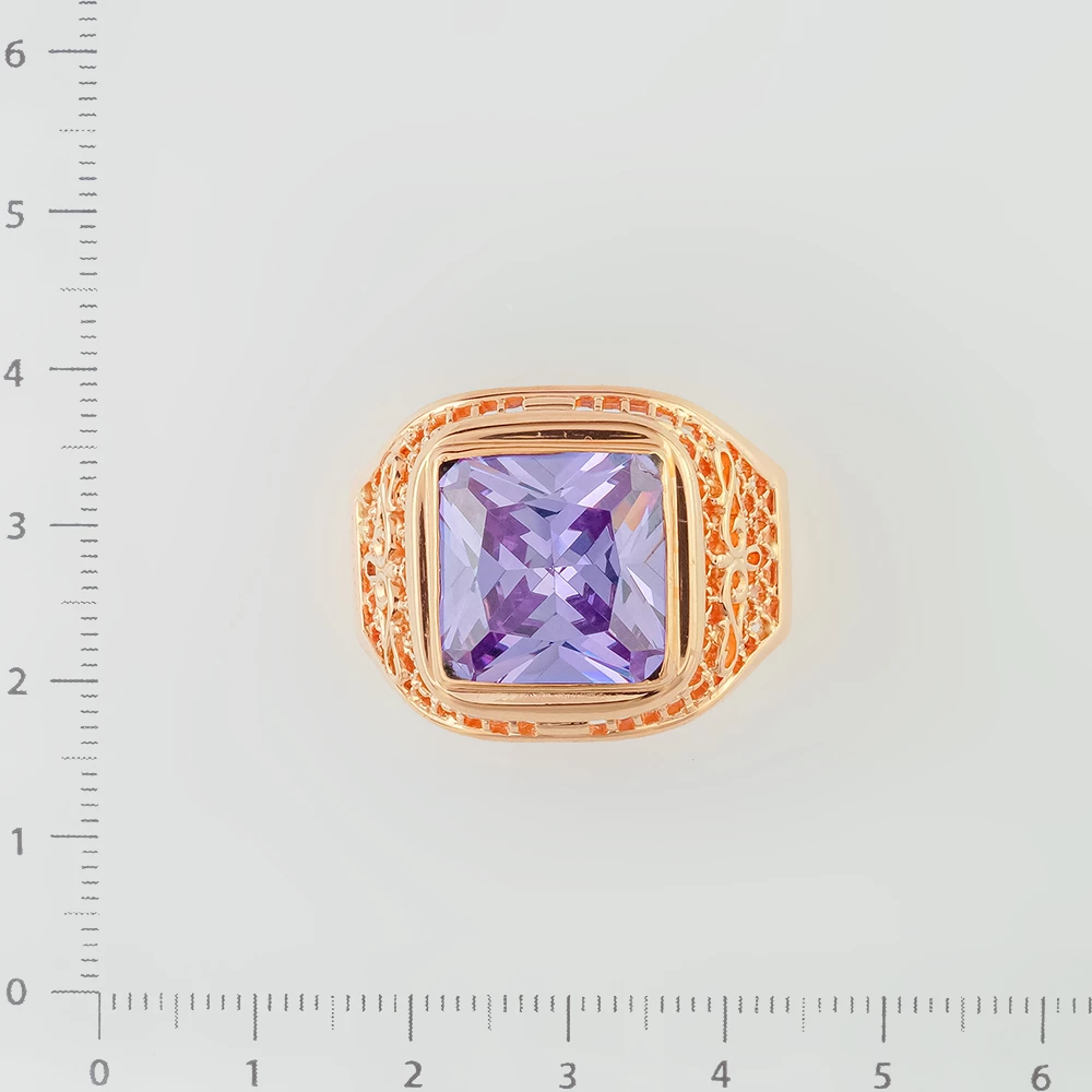 Кольцо с фианитом из красного золота 585 пробы