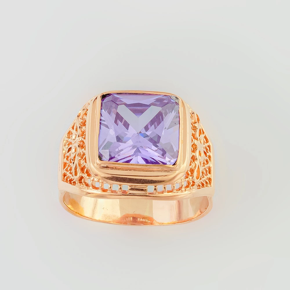 Кольцо с фианитом из красного золота 585 пробы