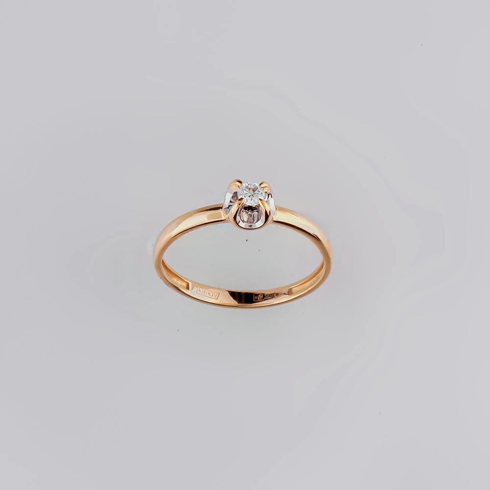 Кольцо с бриллиантом из красного золота 585 пробы