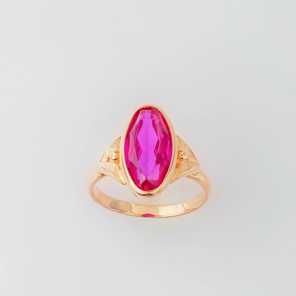 Кольцо с фианитом из красного золота 583 пробы