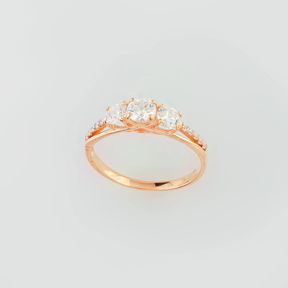 Кольцо с фианитом из красного золота 585 пробы