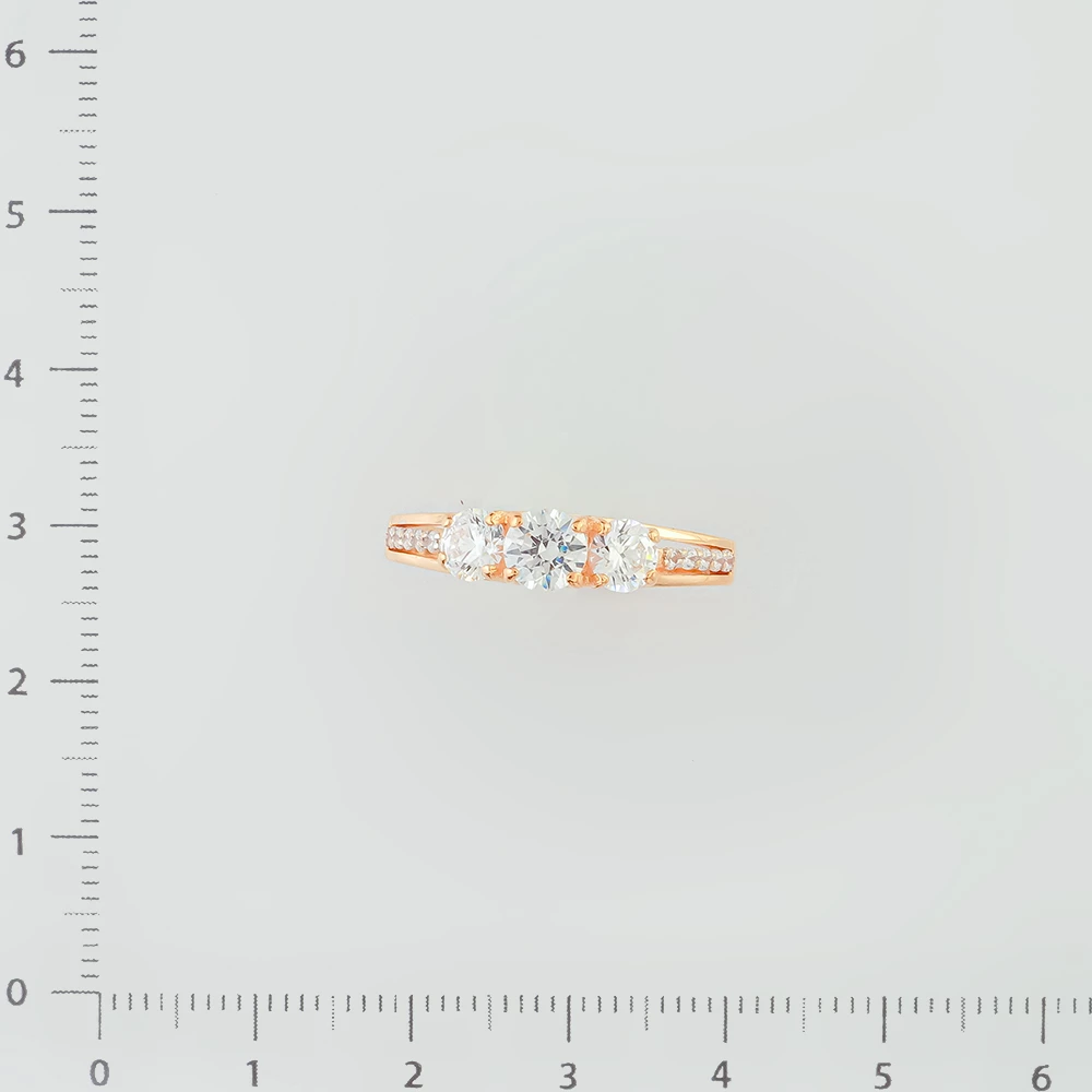 Кольцо с фианитом из красного золота 585 пробы