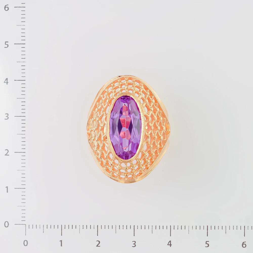 Кольцо с фианитом из красного золота 583 пробы