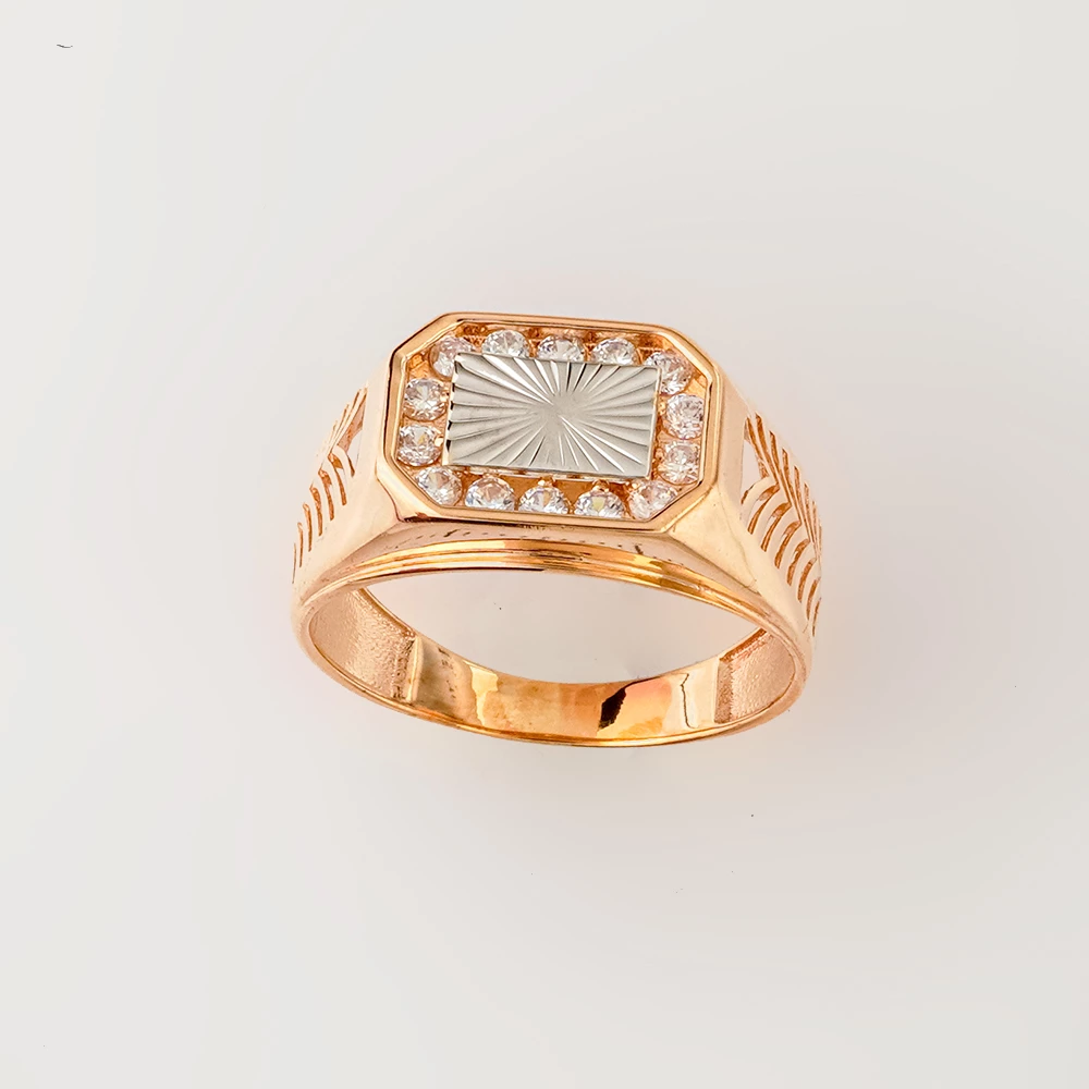 Кольцо с фианитом из красного золота 585 пробы