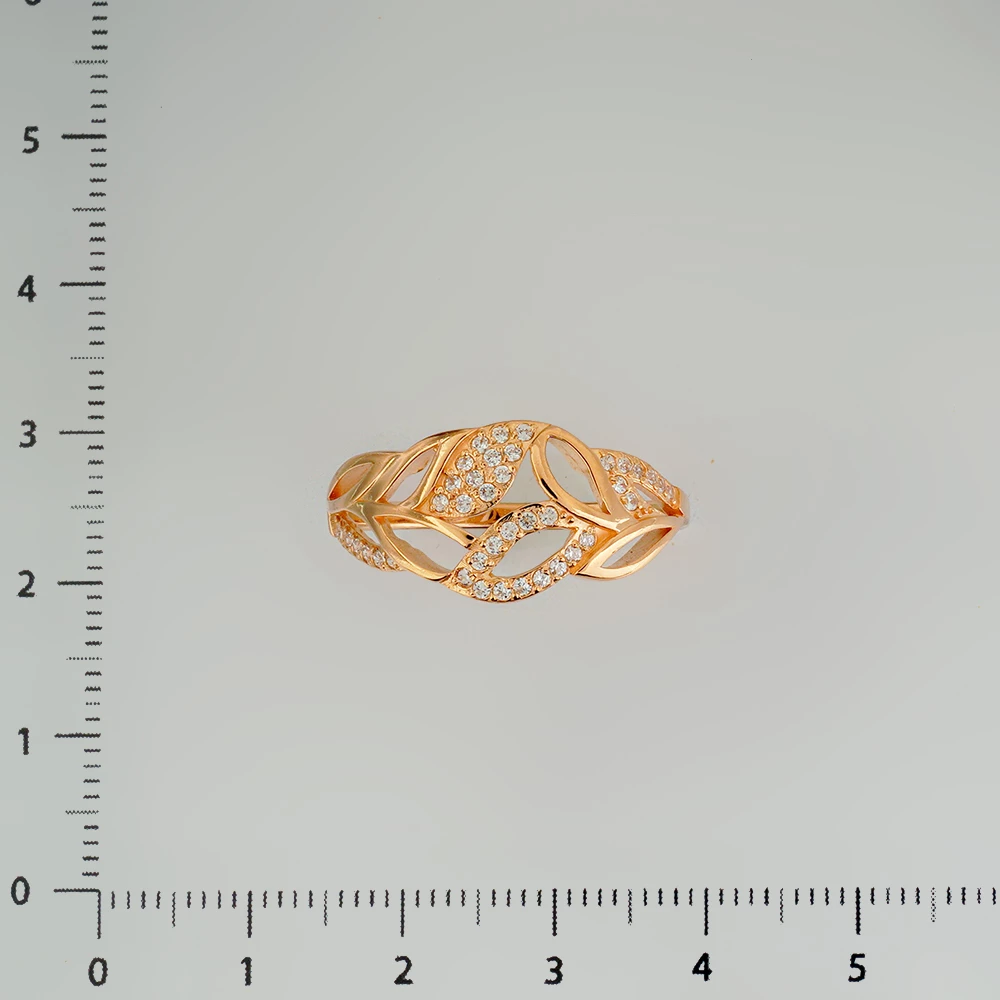 Кольцо с фианитом из красного золота 585 пробы