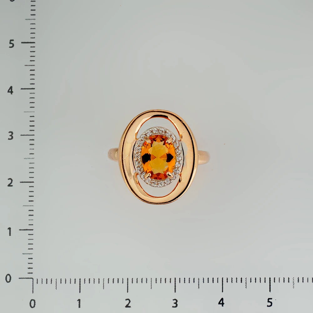 Кольцо с цитрином из красного золота 585 пробы