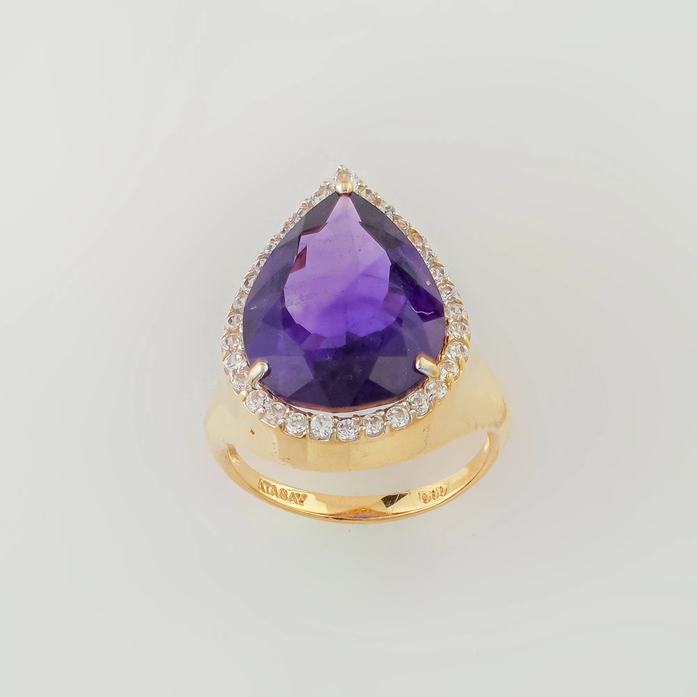 Кольцо с аметистом из красного золота 585 пробы