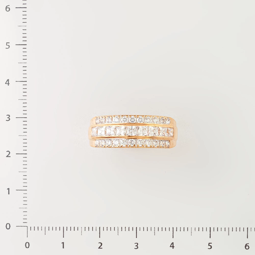 Кольцо с фианитом из красного золота 585 пробы