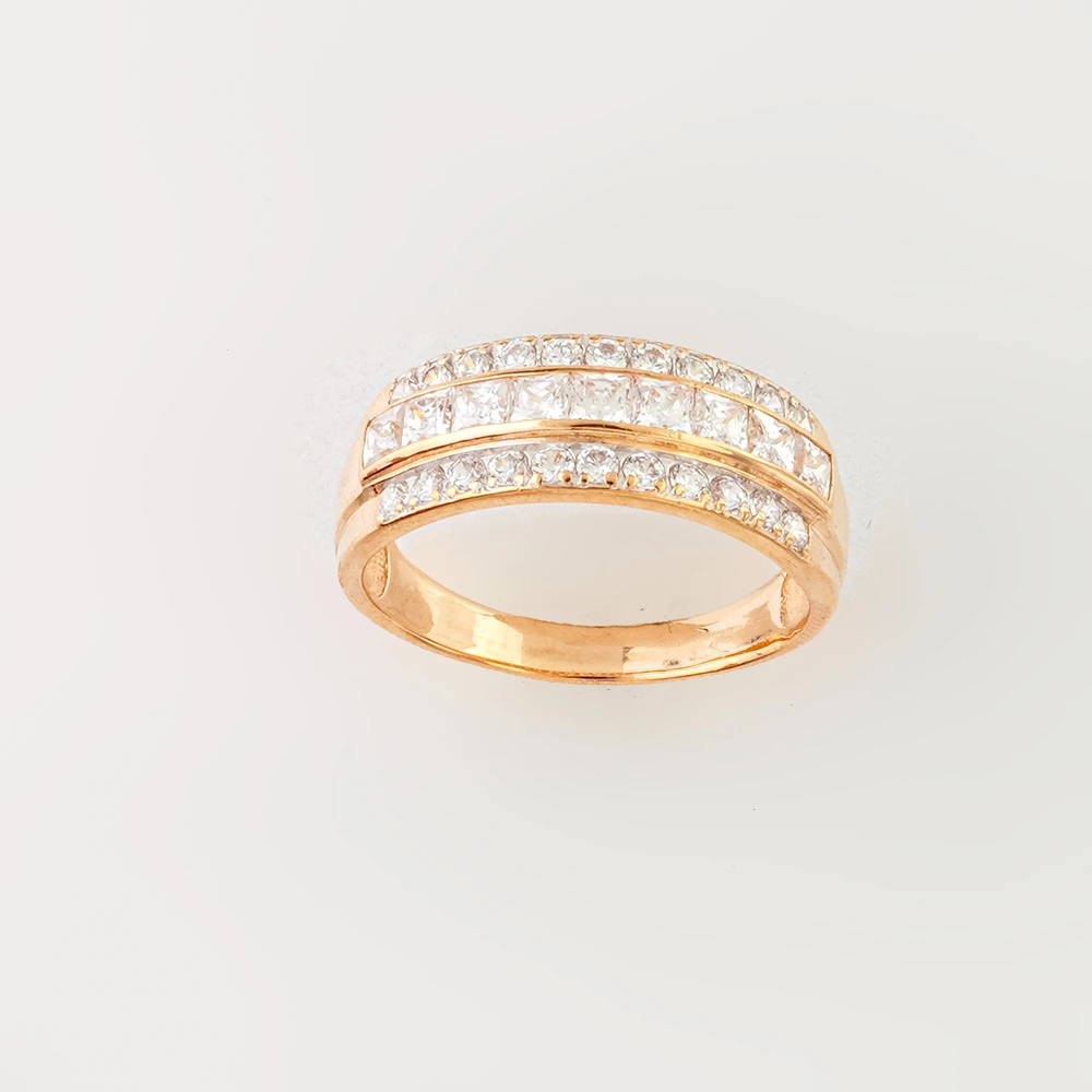 Кольцо с фианитом из красного золота 585 пробы