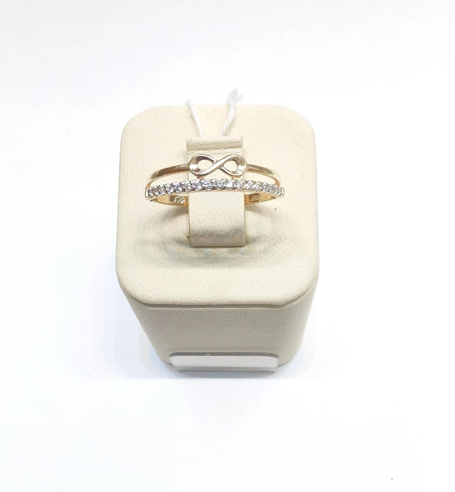 Кольцо с фианитом из красного золота 585 пробы