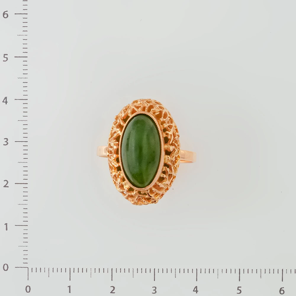 Кольцо с нефритом из красного золота 583 пробы