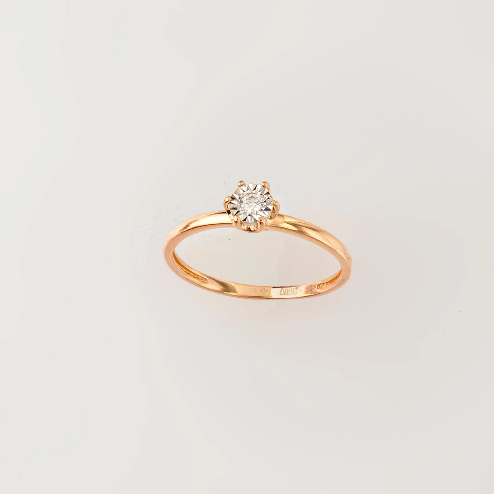 Кольцо с бриллиантом из красного золота 585 пробы