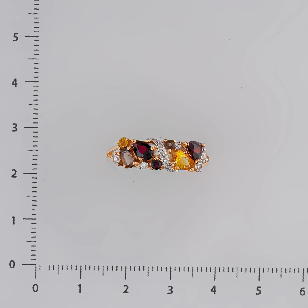 Кольцо с гранатом из красного золота 585 пробы