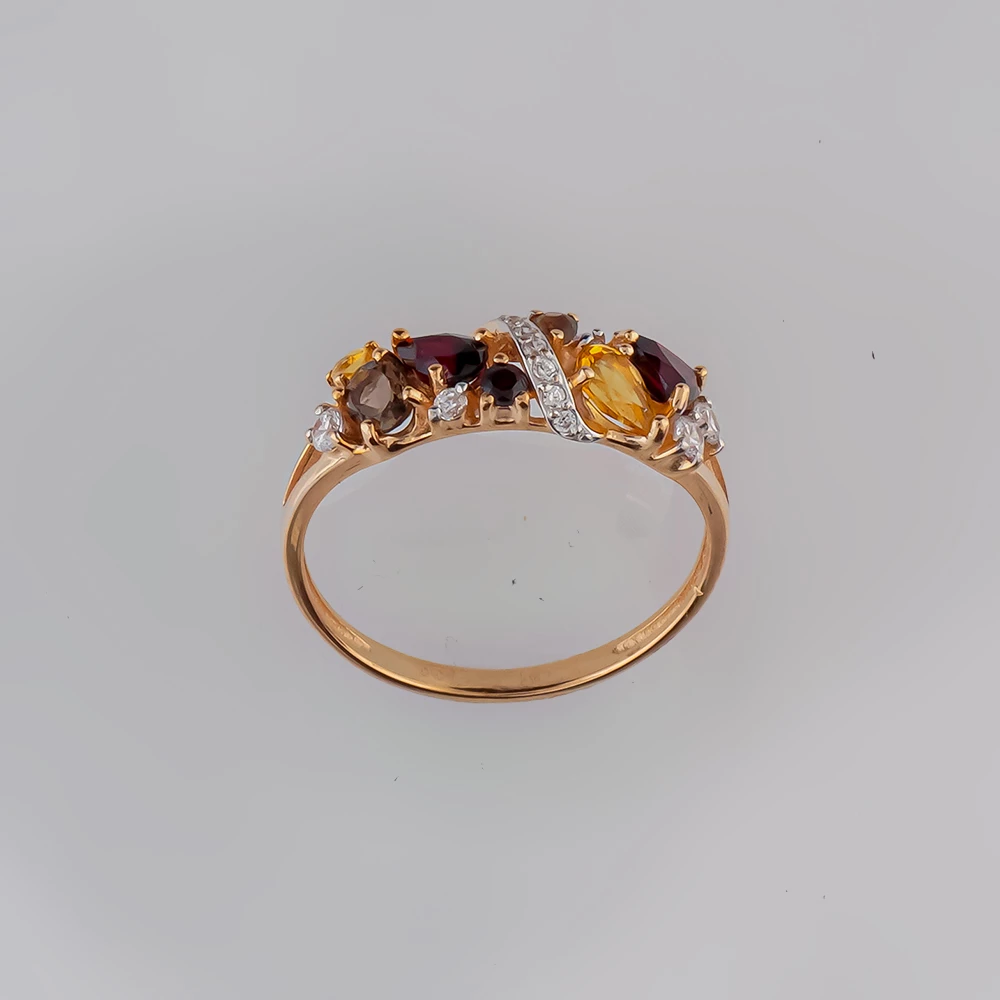 Кольцо с гранатом из красного золота 585 пробы