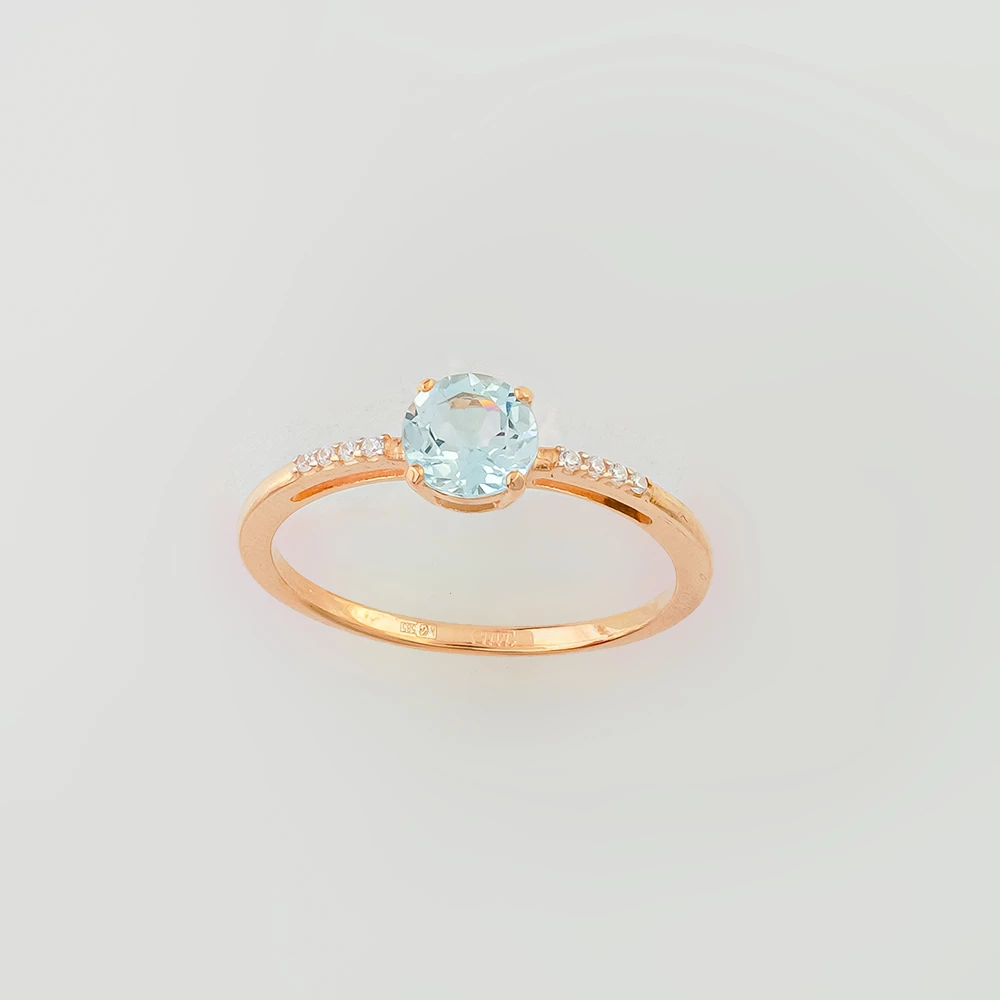 Кольцо с топазом из красного золота 585 пробы