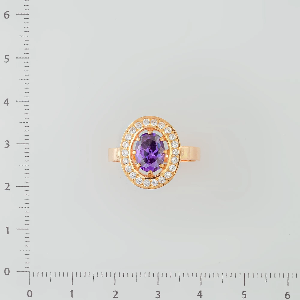 Кольцо с фианитом из красного золота 585 пробы