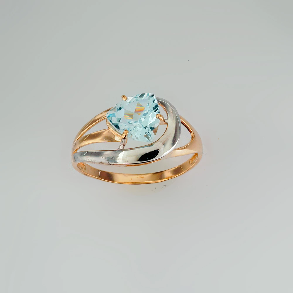 Кольцо с топазом из красного золота 585 пробы