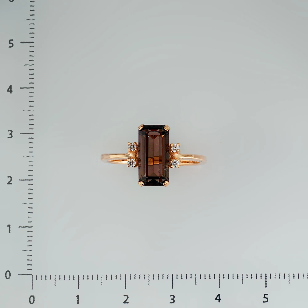 Кольцо с раух-топазом из красного золота 585 пробы