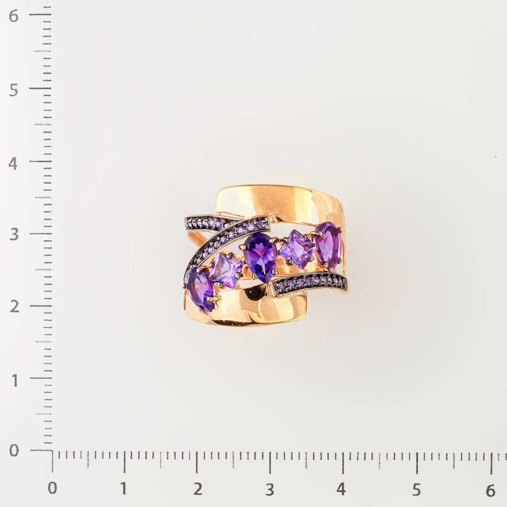 Кольцо с аметистом из красного золота 585 пробы