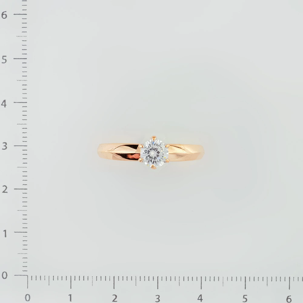 Кольцо с фианитом из красного золота 585 пробы