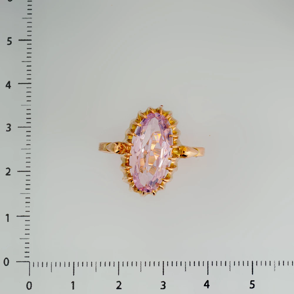 Кольцо с фианитом из красного золота 583 пробы