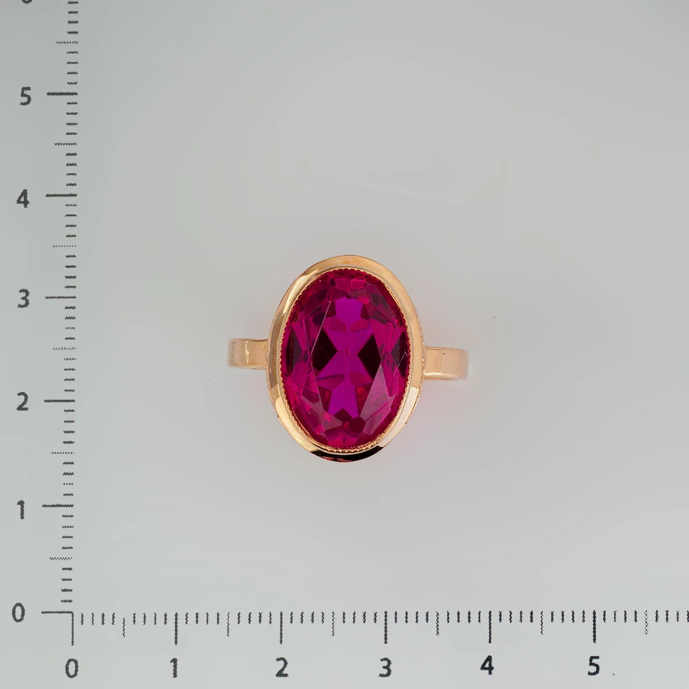 Кольцо с фианитом из красного золота 583 пробы