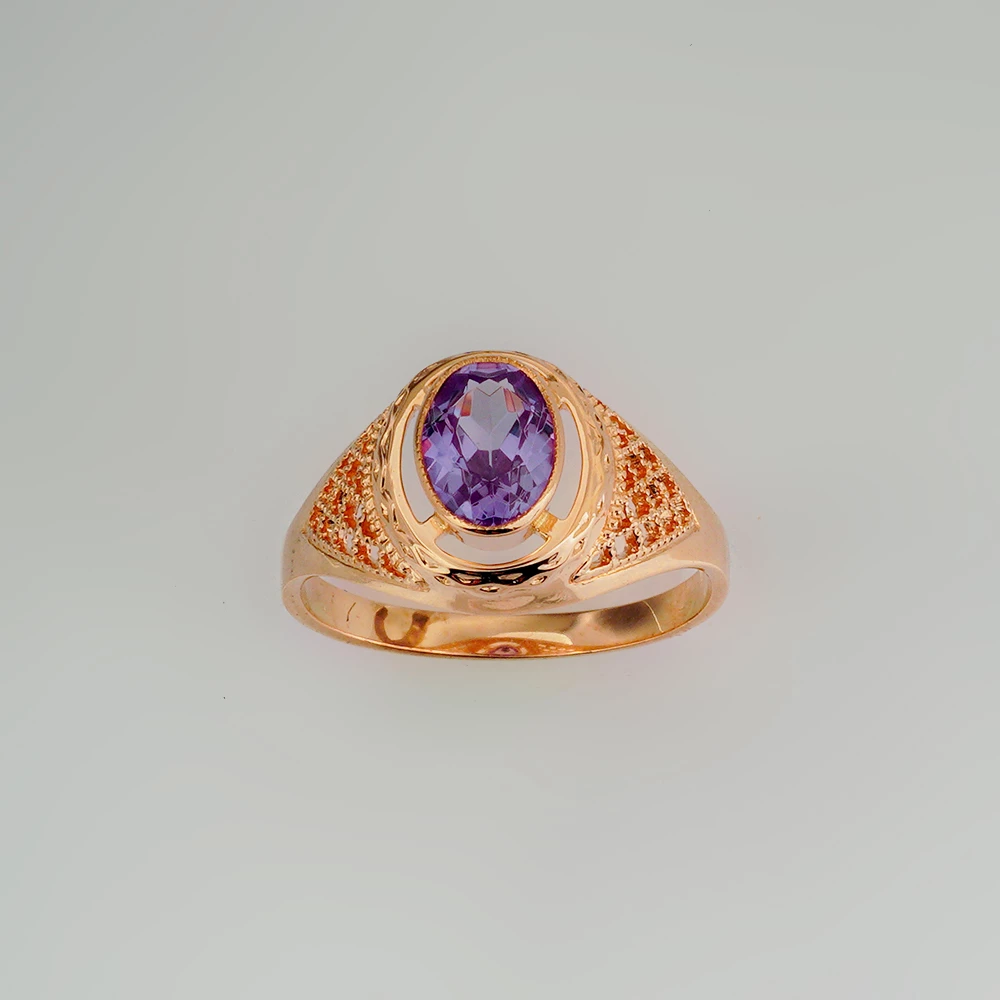 Кольцо с фианитом из красного золота 583 пробы