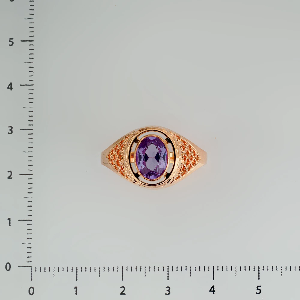 Кольцо с фианитом из красного золота 583 пробы