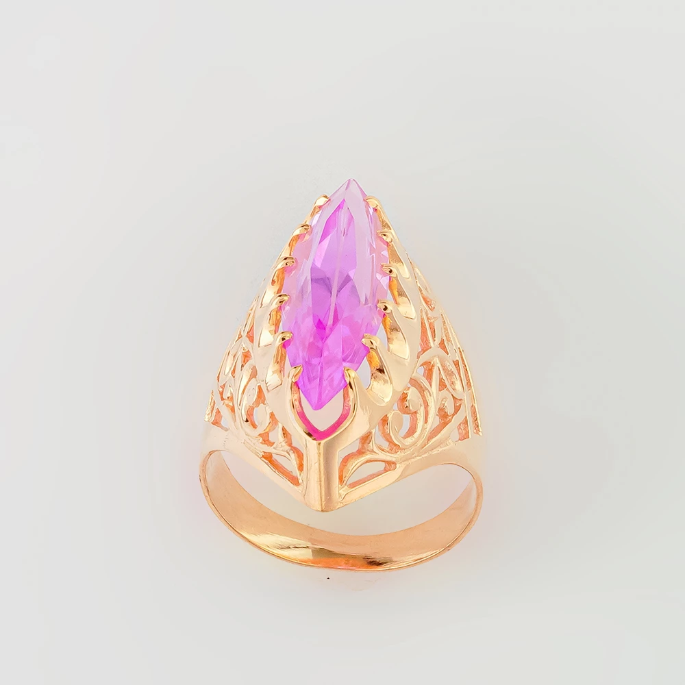 Кольцо с фианитом из красного золота 583 пробы