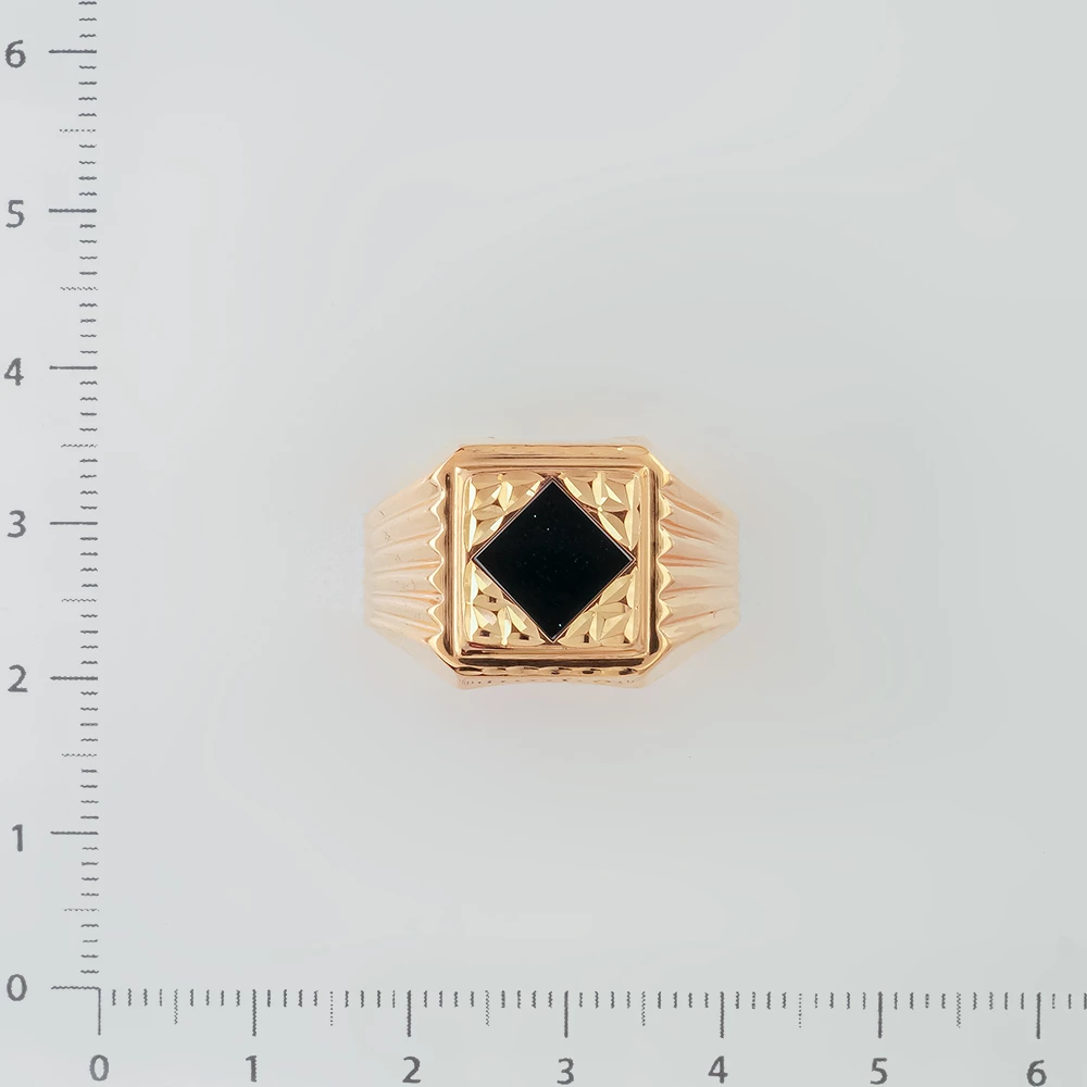 Кольцо с ониксом из красного золота 585 пробы