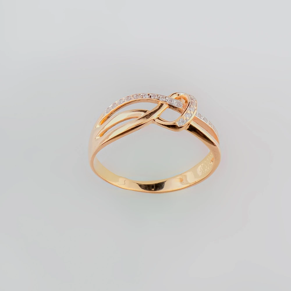 Кольцо с фианитом из красного золота 585 пробы