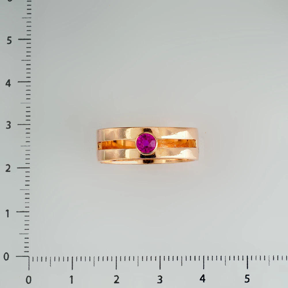 Кольцо с фианитом из красного золота 583 пробы