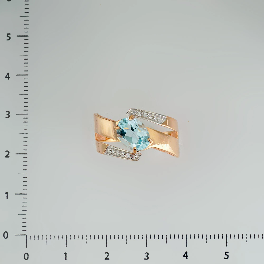 Кольцо с топазом из красного золота 585 пробы