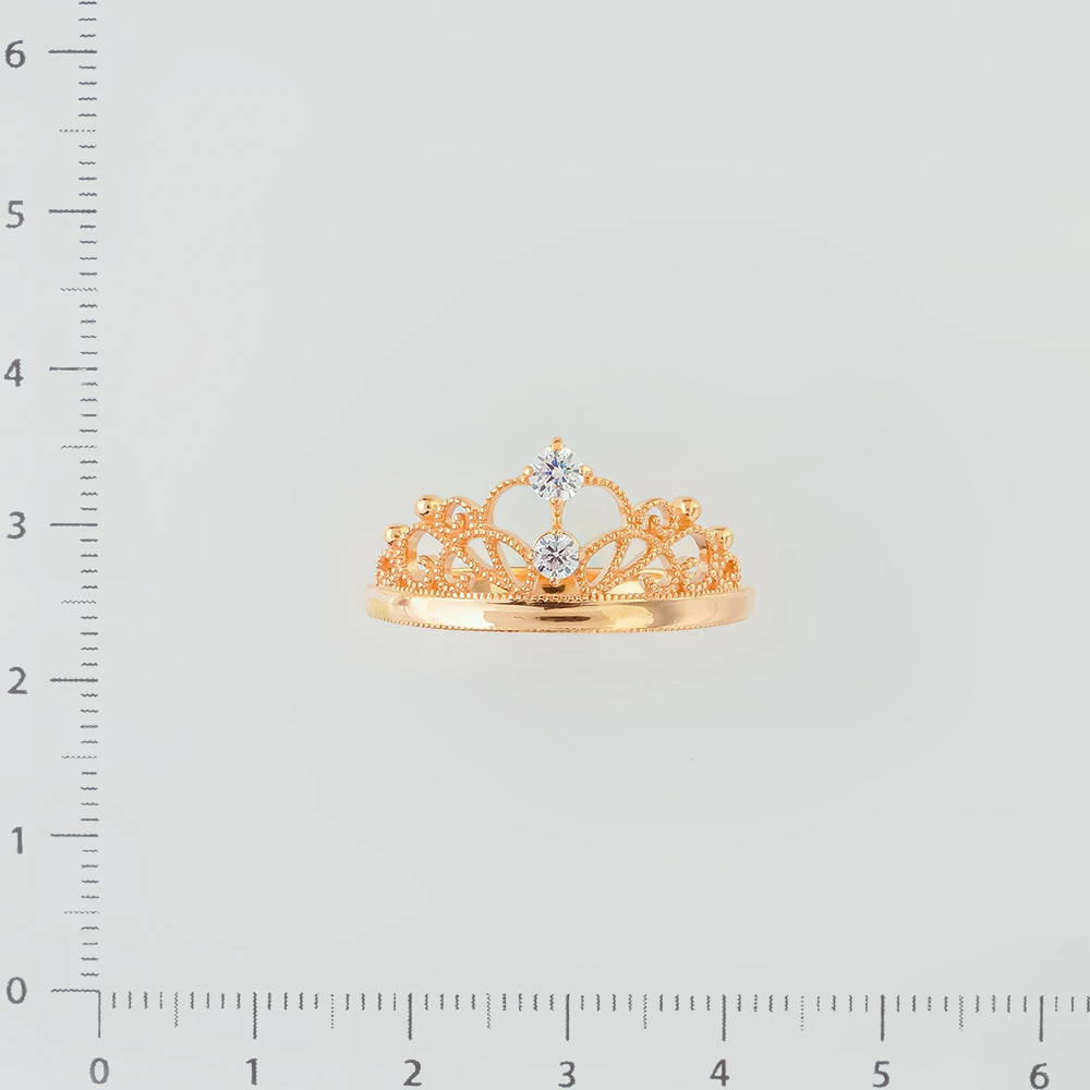 Кольцо с фианитом из красного золота 585 пробы