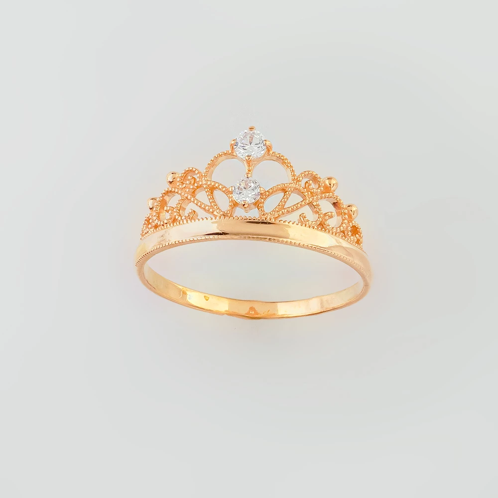 Кольцо с фианитом из красного золота 585 пробы