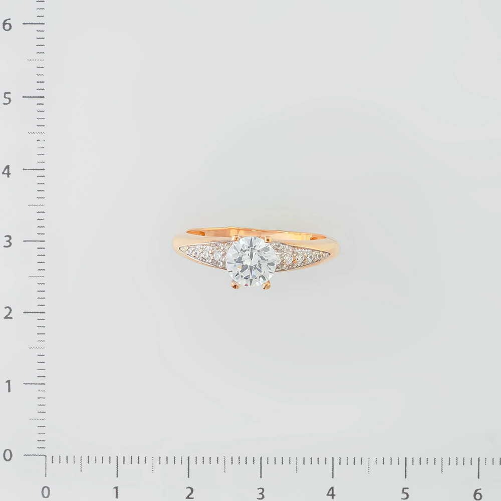 Кольцо с фианитом из красного золота 585 пробы