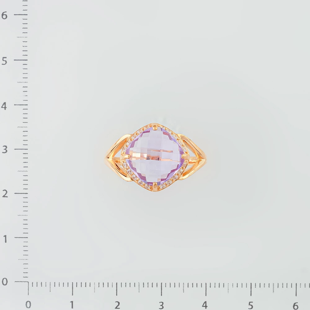 Кольцо с аметистом из красного золота 585 пробы