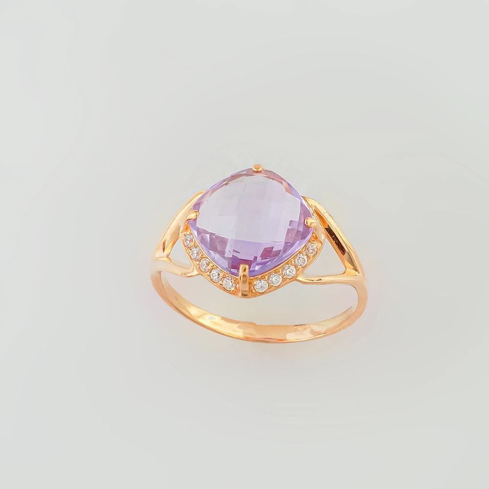Кольцо с аметистом из красного золота 585 пробы