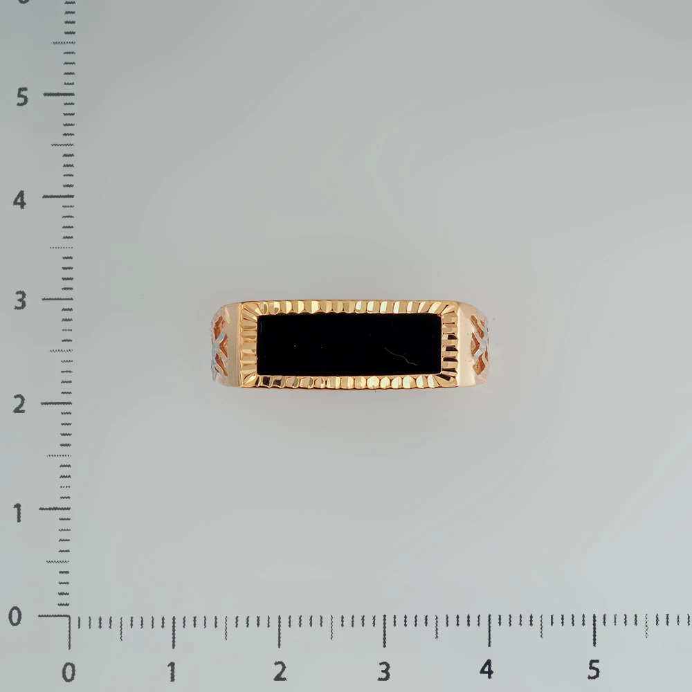 Кольцо с ониксом из красного золота 585 пробы
