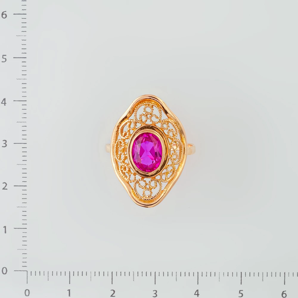 Кольцо с фианитом из красного золота 583 пробы