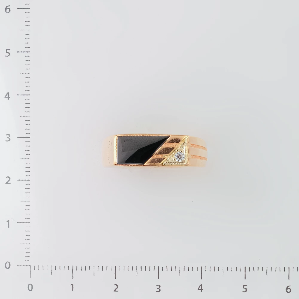 Кольцо с ониксом из красного золота 585 пробы